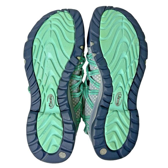 Chaco Womens Trail Shoes 10.5 Gray Teal Mesh Hiking Sneakers Adventure Outdoor‎ - Picture 2 of 16